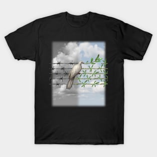 Dove With Olive Branch and Barbed Wire T-Shirt